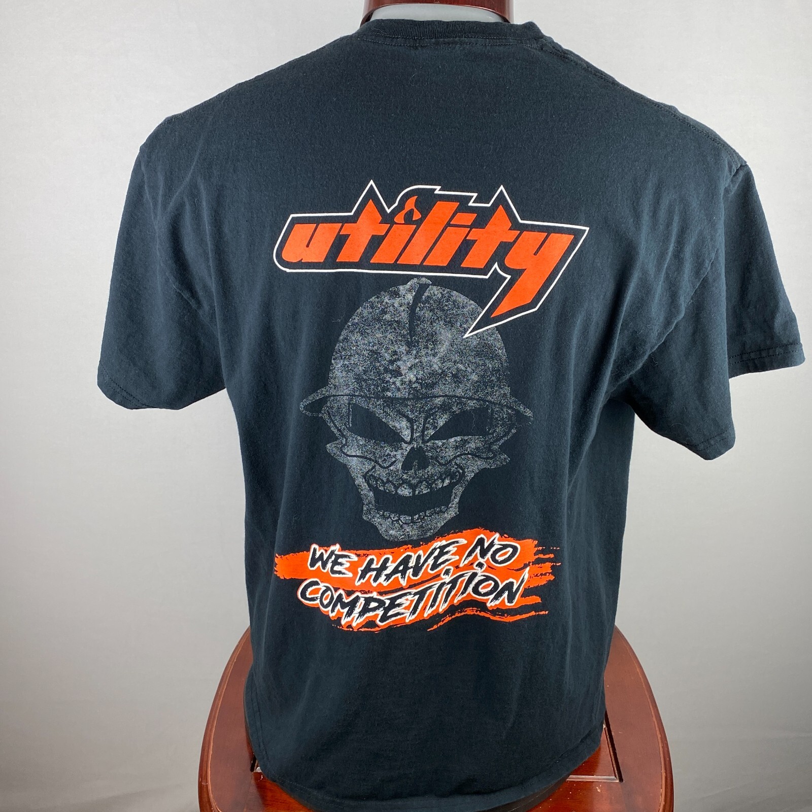 Utility T-Shirt Mens Front Back Graphic Skull We Have No Competition XL gallery