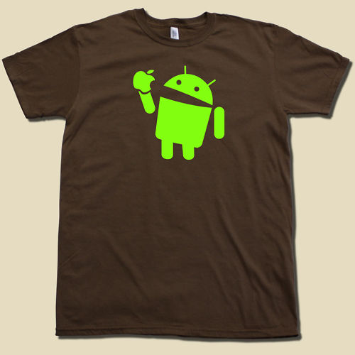 Android Eats Apple Super Soft Cotton T-Shirt FUNNY & Nerdy computer geek TSHIRT! gallery