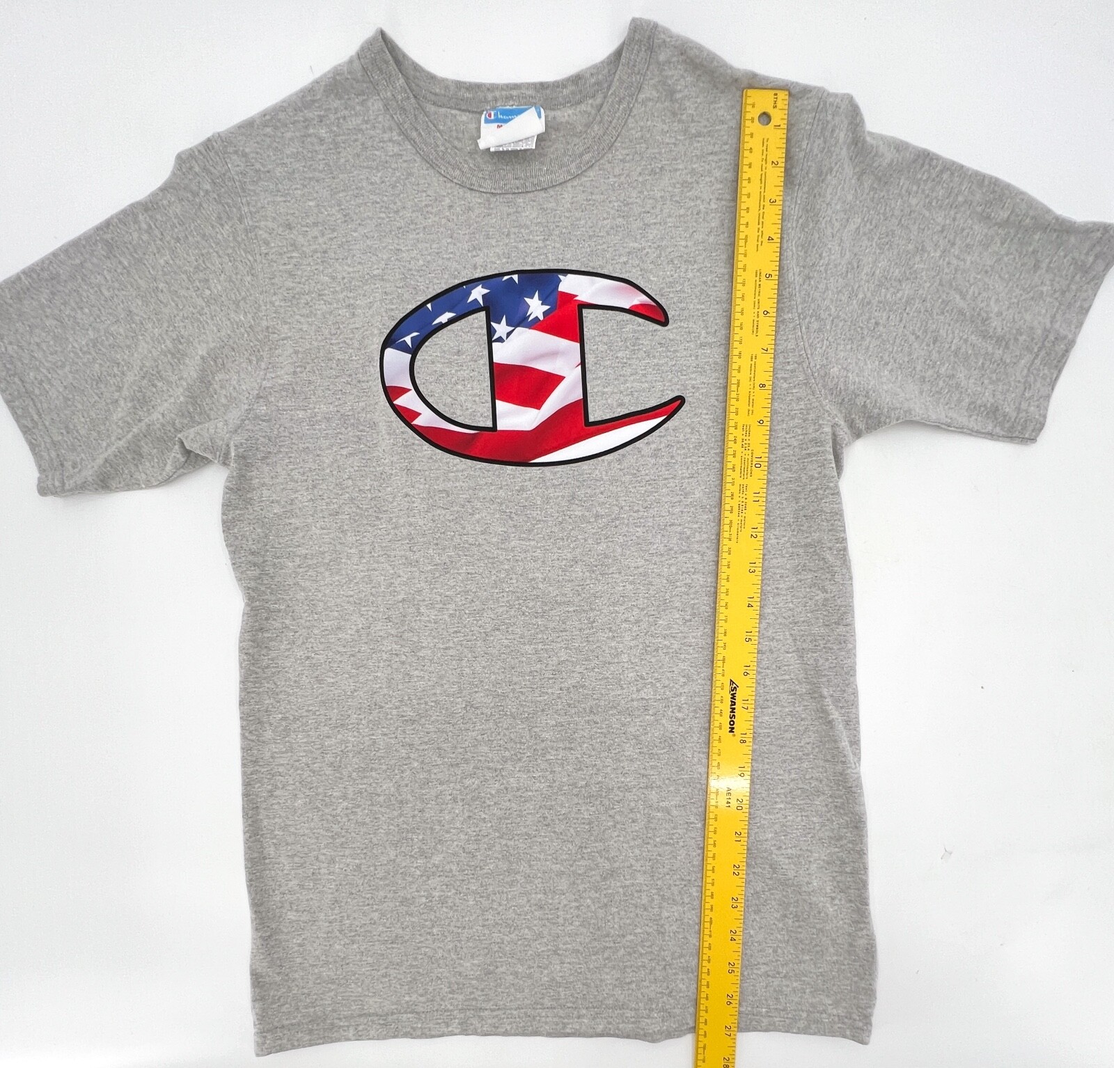 Champion Shirt Men Teens Medium Gray Short Sleeve Pull on Logo gallery