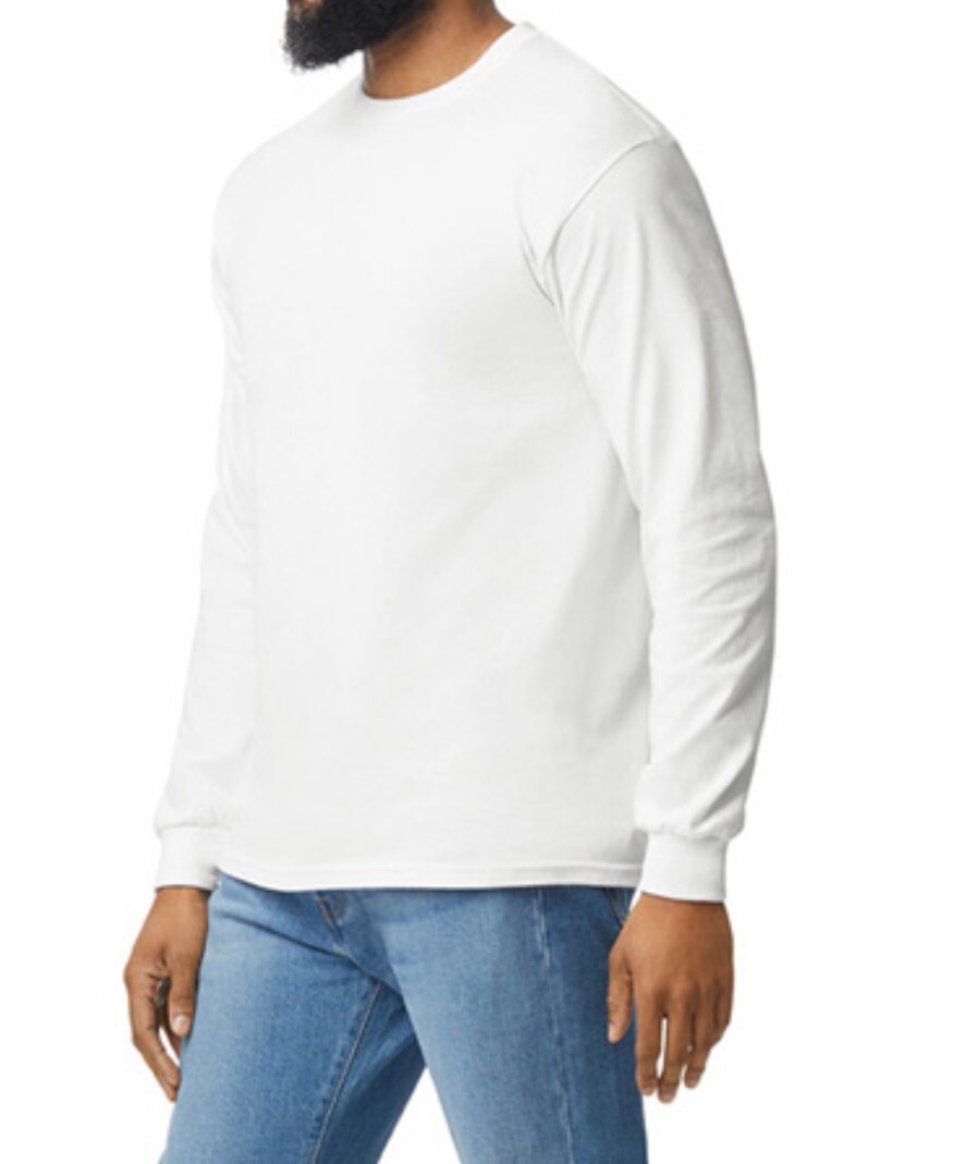 First Quality NEW White Gildan Heavy Cotton Adult Long Sleeve T-Shirt, Size M. gallery