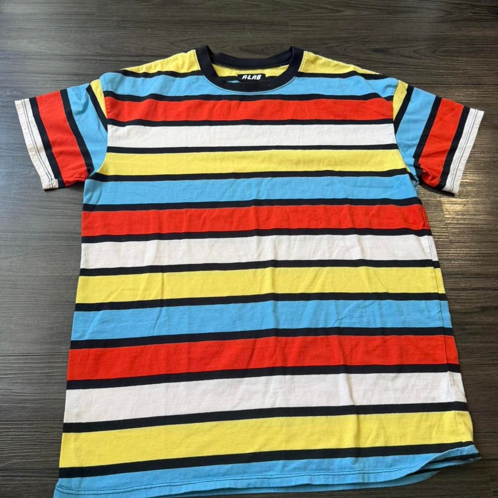 Y2K A-LAB Skate Surf Striped trippy multi color Size Medium Boxy fit gallery