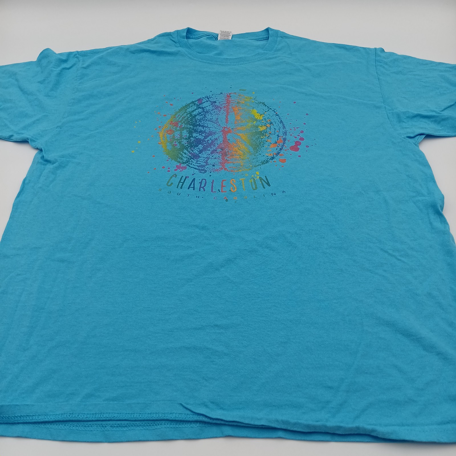 Fruit Of The Loom T Shirt Mens XL Blue Charleston South Carolina Colorful Print gallery