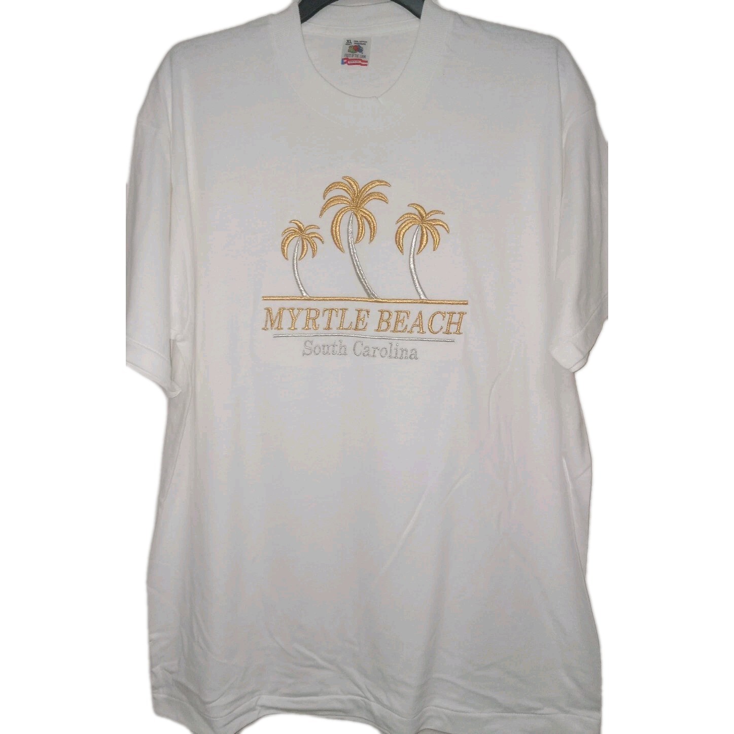 Myrtle Beach Tropical Vacation T-shirt Embroidered Sz XL USA Vintage 90s *READ
