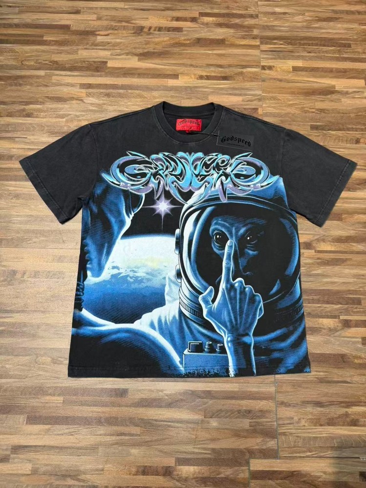 NEW Godspeed aliens Space astronauts printing Tee Mens Cotton T-shirt