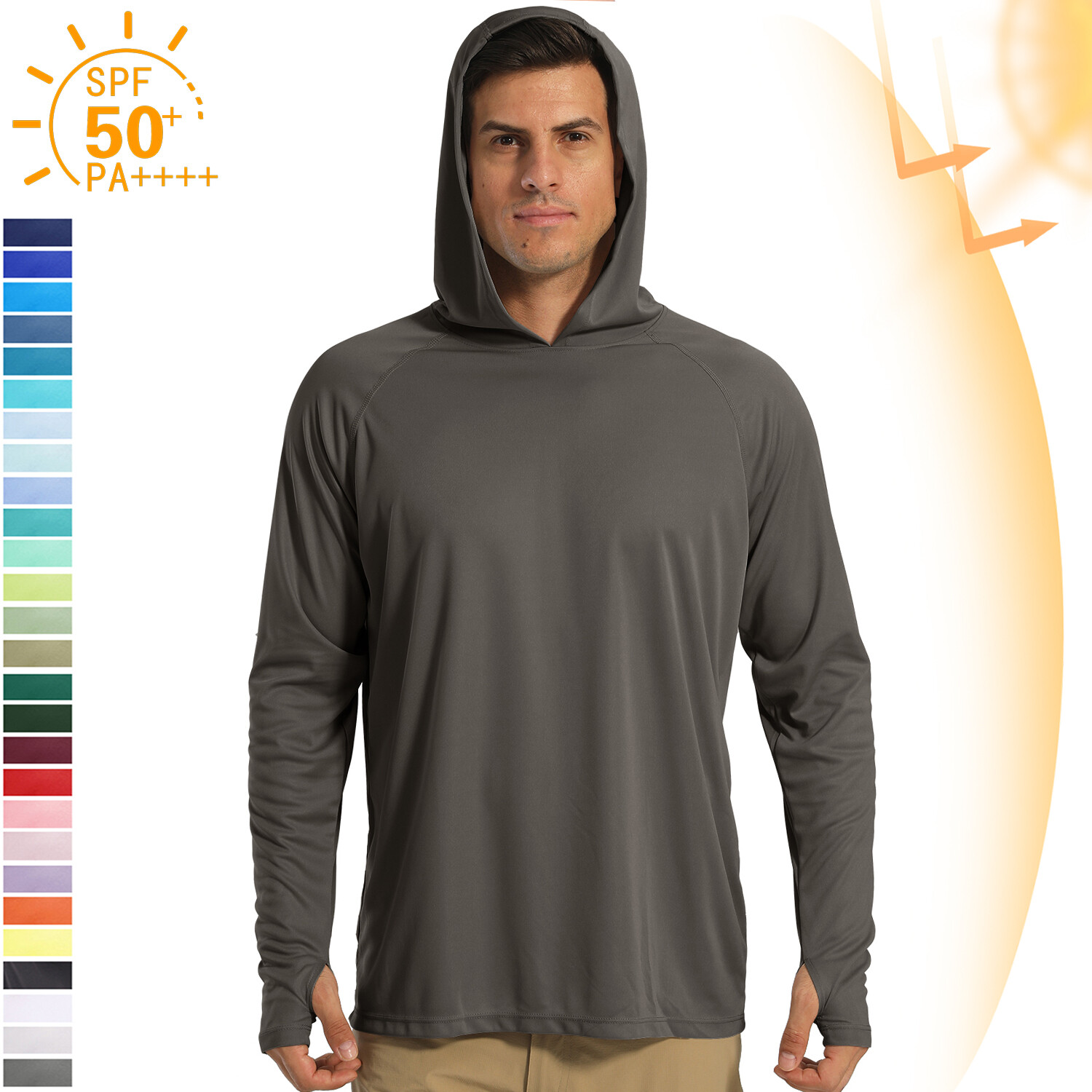 UPF50+ Mens Sun Shirts Long Sleeve T-Shirt Outdoor Sports Skin Protection Hoodie gallery