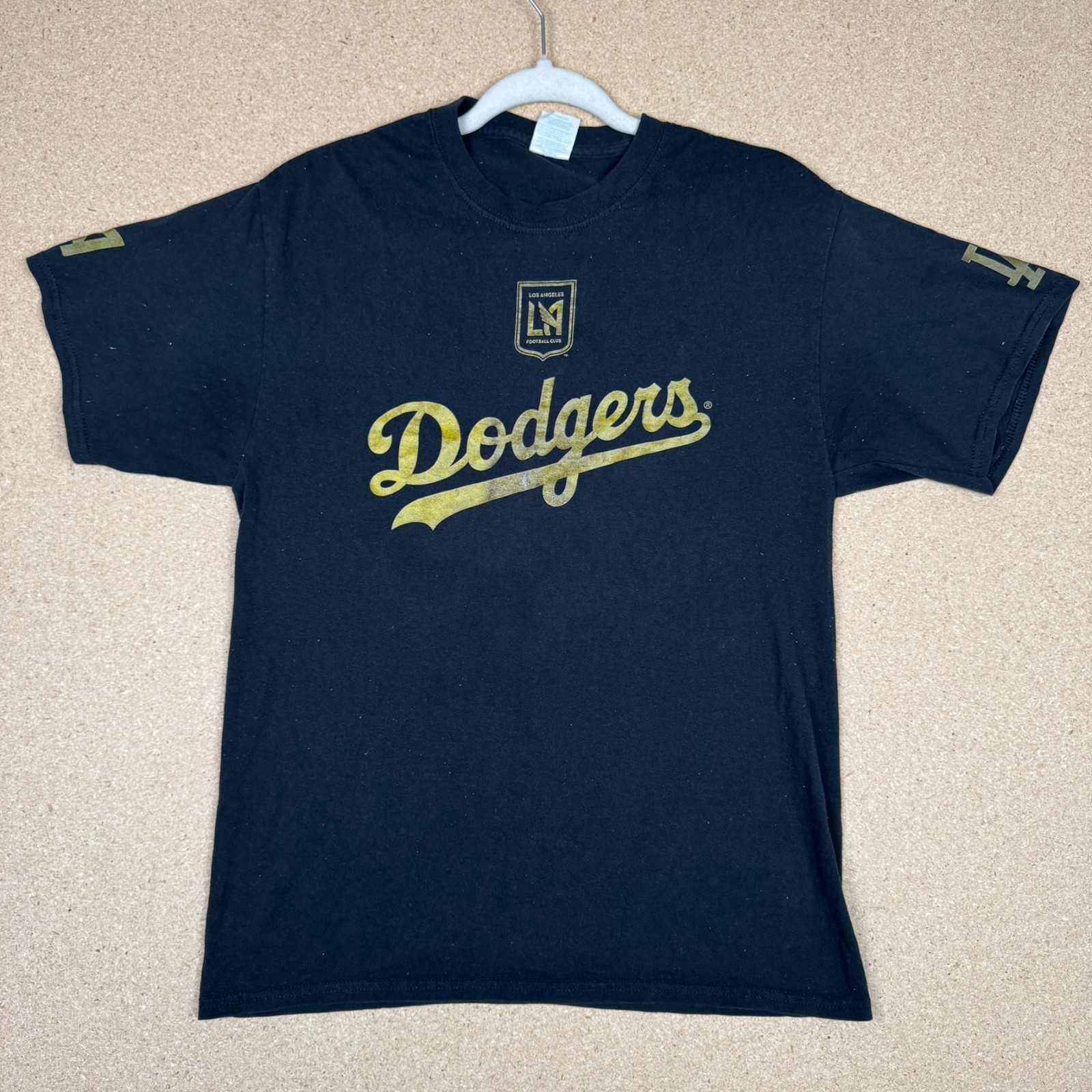 LAFC x LA Dodgers T-Shirt Adult Medium Black Gold Port & Company Core Blend gallery
