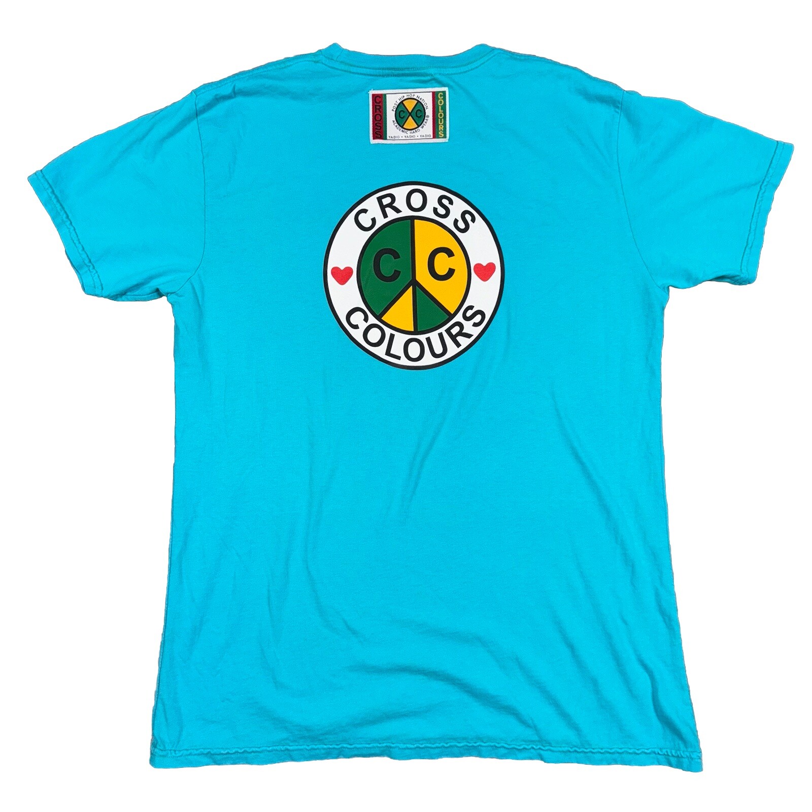 Cross Colours Peace Circle Logo T-Shirt Turquoise C10017PCL-300 Men's NWT gallery