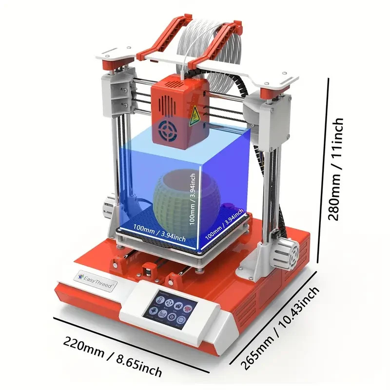 *NEW* EasyThreed K6 Mini 3D Printer – Touch Screen, PLA/TPU, Print Size 4x4x4″