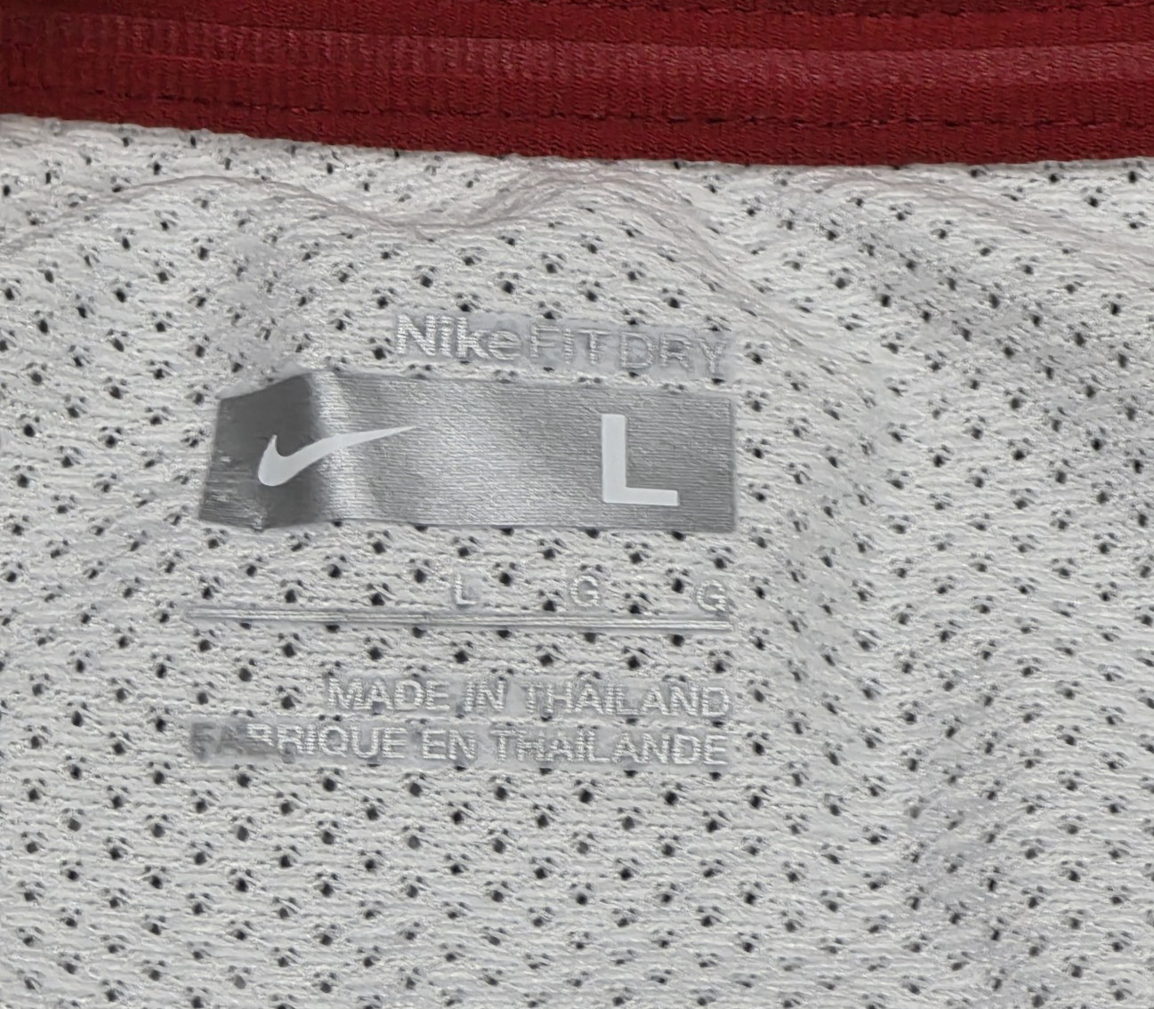 Nike Mens Fit Dry L White Short Sleeve Mesh Performance Tshirt Swoosh Chevron gallery