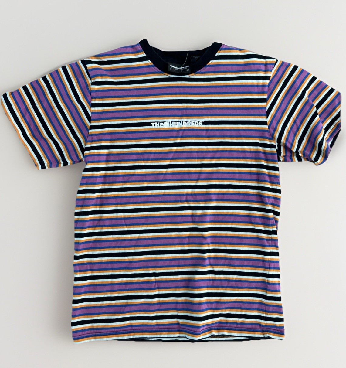 The Hundreds Multi-Color Striped T-Shirt Size Medium Y2K Vintage gallery