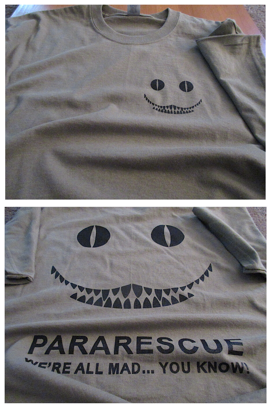 PARARESCUE "We"re All Mad" USAF Silk Screen T-Shirt XL Ultra Cotton TAN 6oz gallery