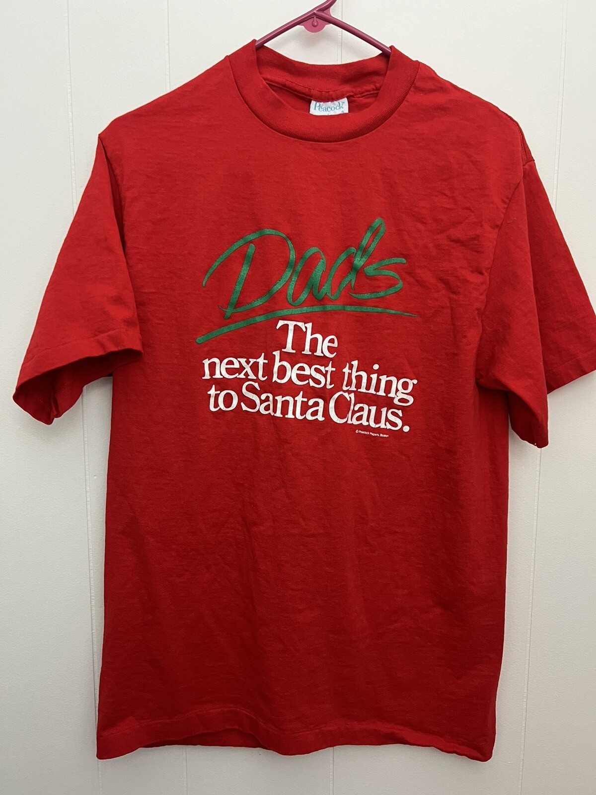 Christmas Holiday T Shirt Dad Funny Large Red Short Sleeve Humor Santa Claus USA