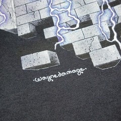 Vintage 90s Wayne Damage Gargoyle Eye Double Sided Black T Shirt Size Large L