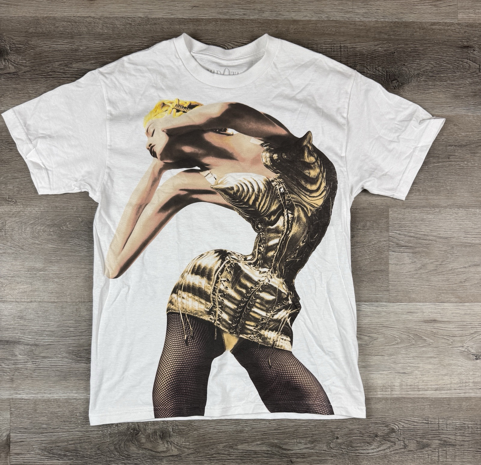 Madonna T Shirt Medium Celebration Tour Concert Gold Glitter Lettering 2023