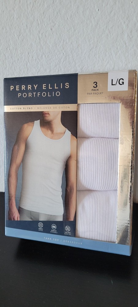 Perry Ellis Portfolio Men’s 3-Pieces Cotton Blend Tank Top. (109).