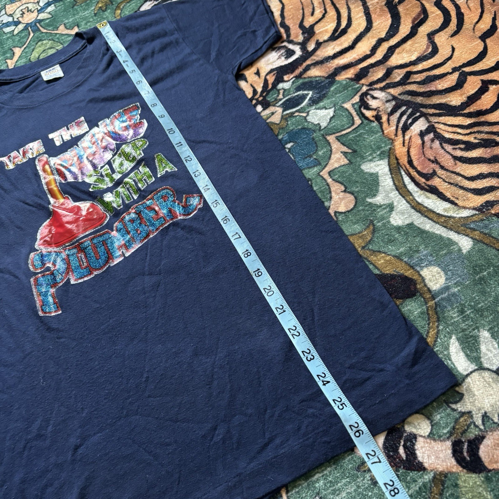Vintage 70s Funny Humor Graphic Single Stitch T-shirt Blue Medium USA Made gallery
