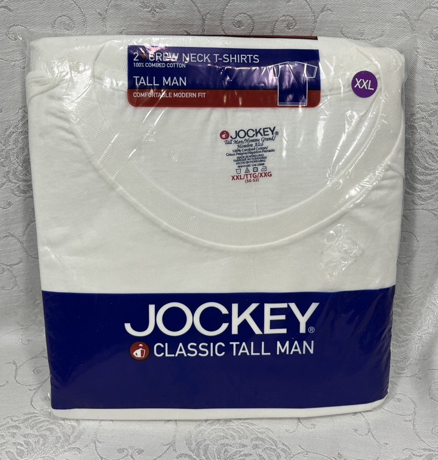 6 Jockey Classic Tall Man Crew Neck T-Shirts 2XL Comfortable Modern Fit White gallery