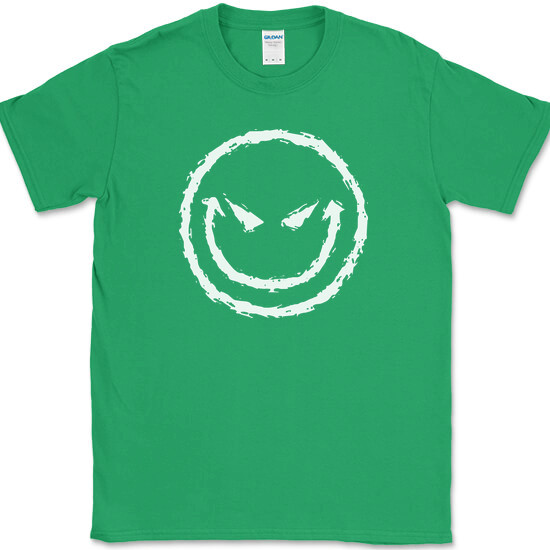 Evil Smiley Face T-Shirt Funny Rebel Biker Humor Sarcastic DJ Club Tee gallery