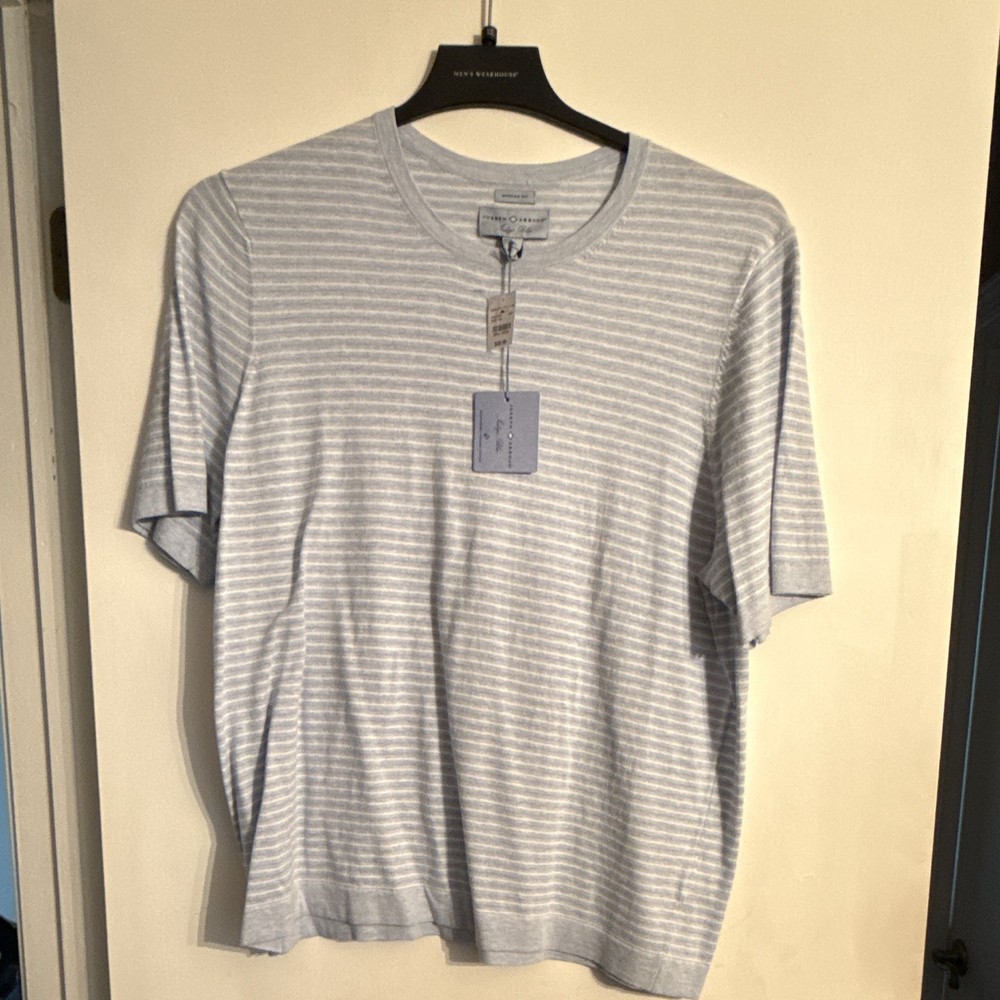 Joseph Abboud Indigo Blue Modern Fit Striped Crew Neck Tee Short Sleeve XXL