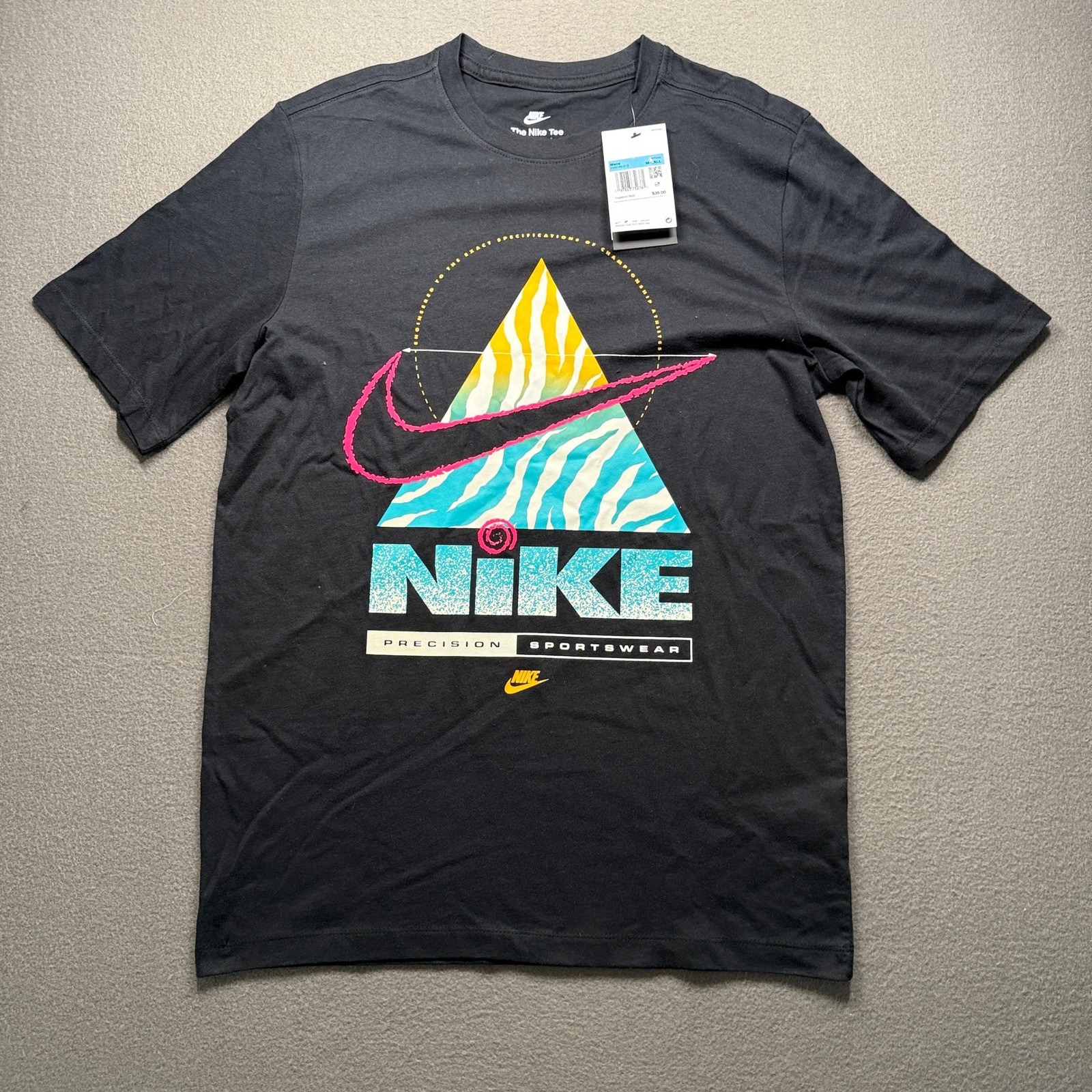 Nike Graphic Tee Mens Medium Tall Black 90s Retro Precision HV9149-010 gallery