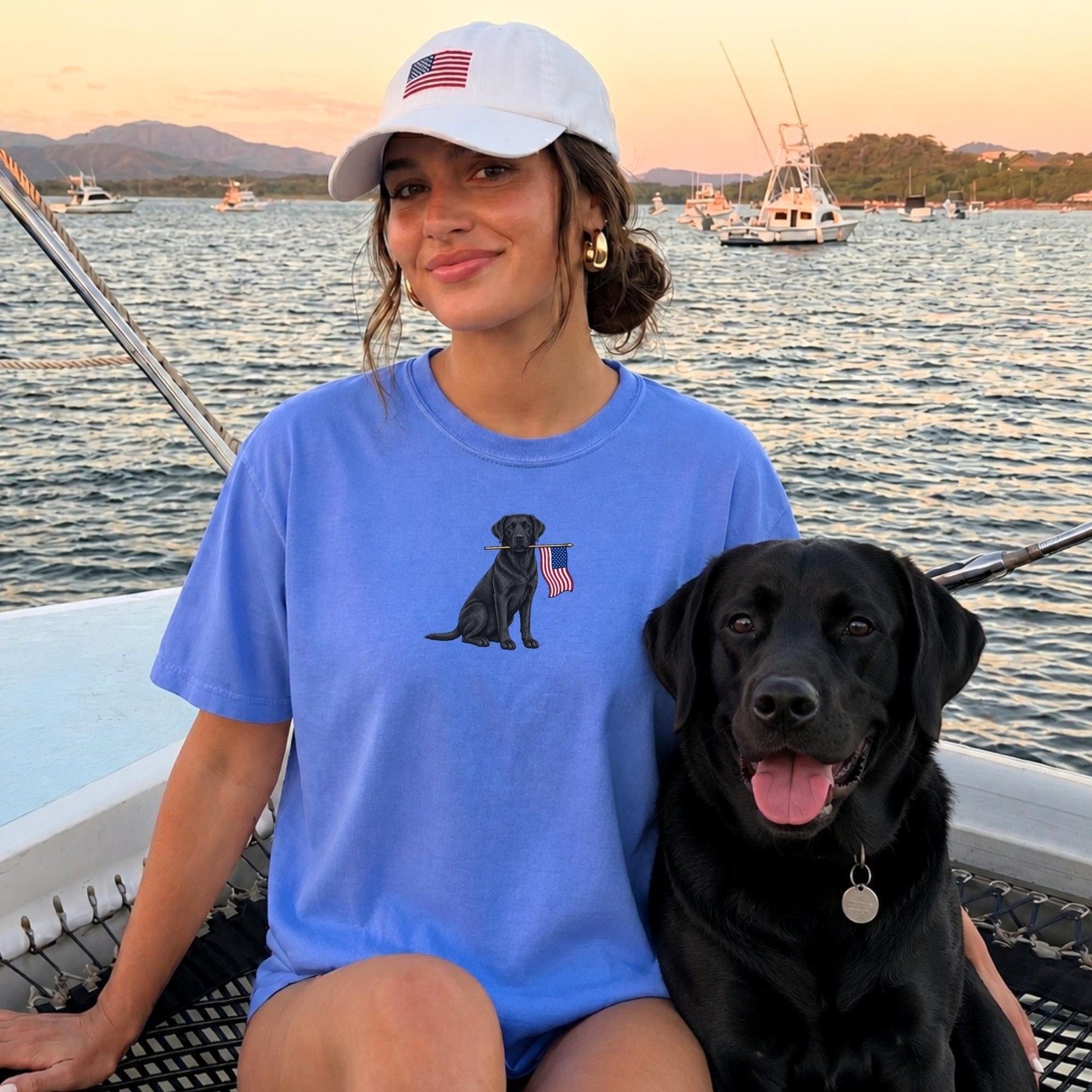 Black Labrador American Flag Shirt Patriotic Dog Tee Comfort Colors Black Labrad