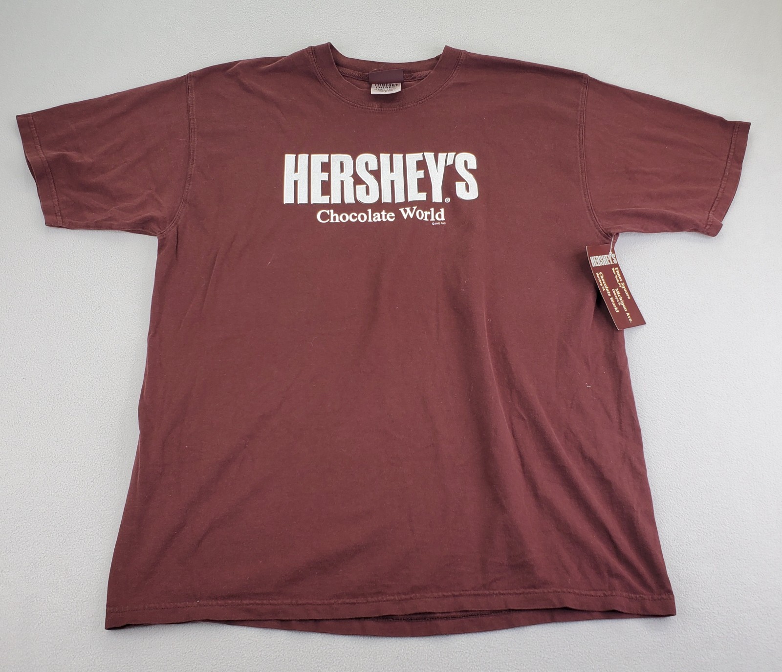 Hersheys Chocolate World Shirt Mens L Brown Metallic Silver Logo NWT NOS New gallery