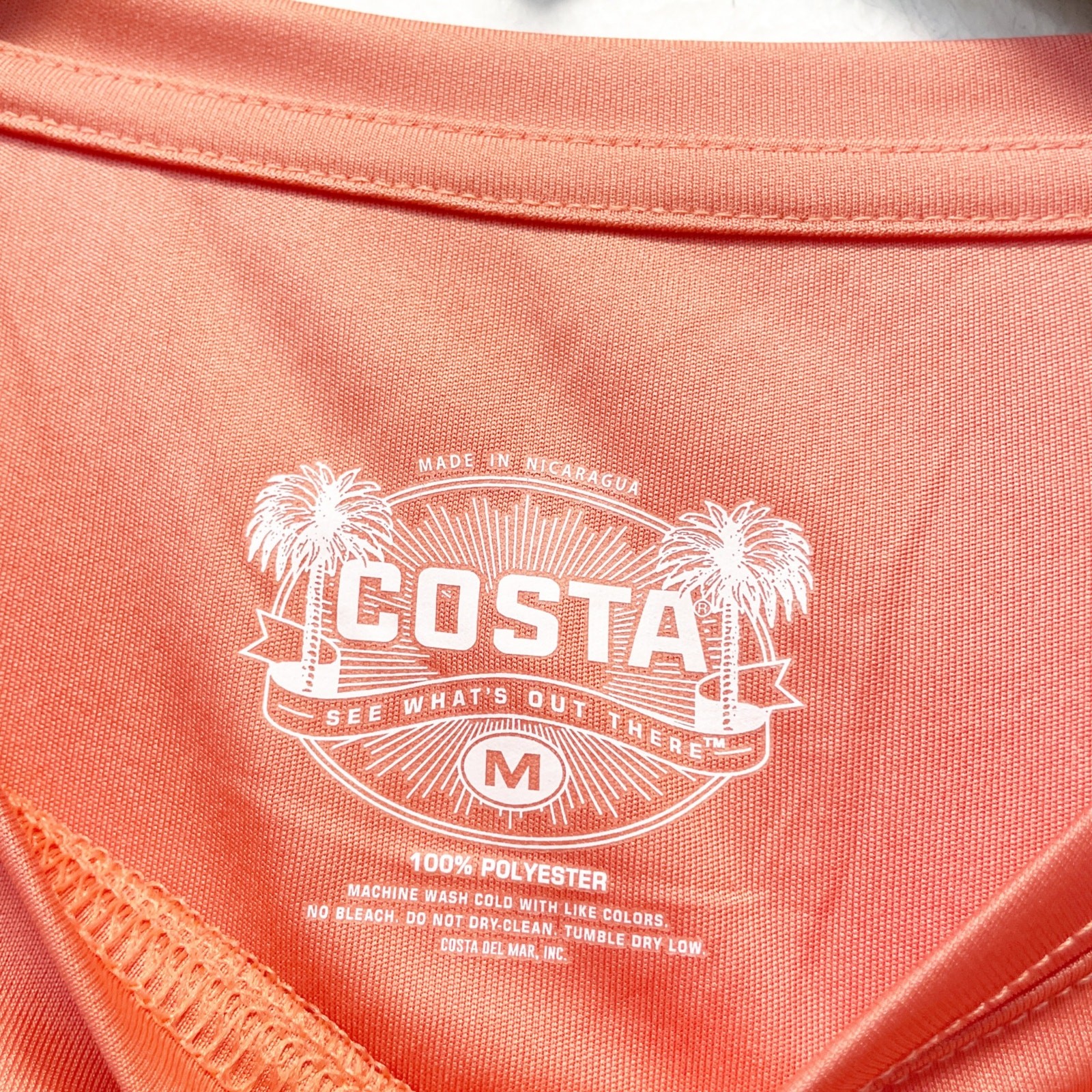 Costa Men's Technical Crew Shirt Coral Pink Orange Size Medium gallery