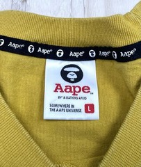 BAPE A Bathing Ape Mens LARGE Yellow AAPE NOW 2-Sided Graphic Logo S/S T-SHIRT