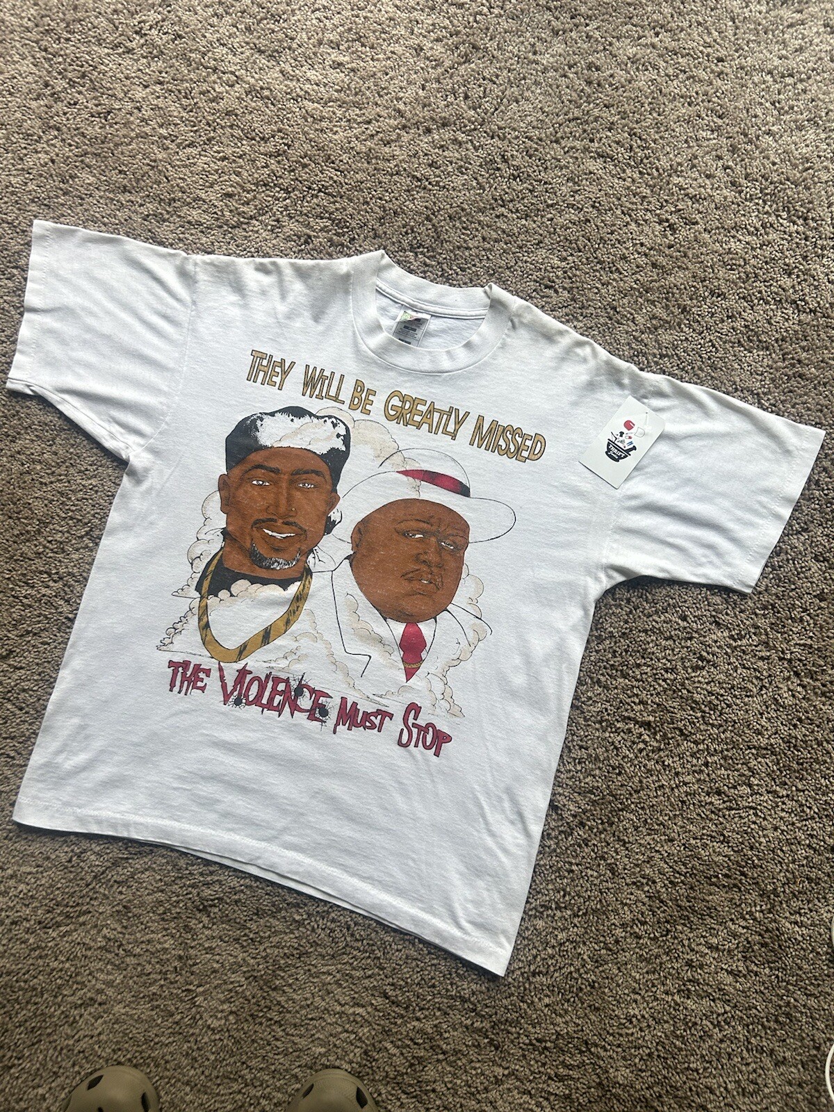 Vintage 2Pac Biggie Smalls 'Please Stop The Violence' Rap Tee Tupac Hip-Hop gallery