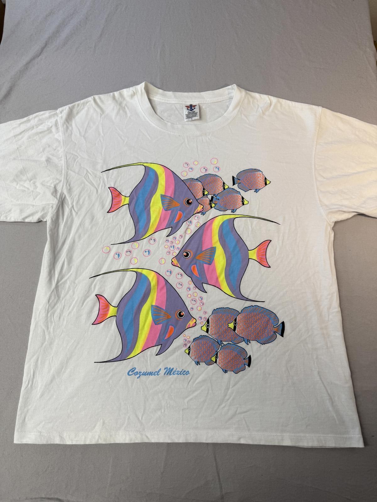 VTG Neon Fish T-shirt Cozumel Mexico Tee XL