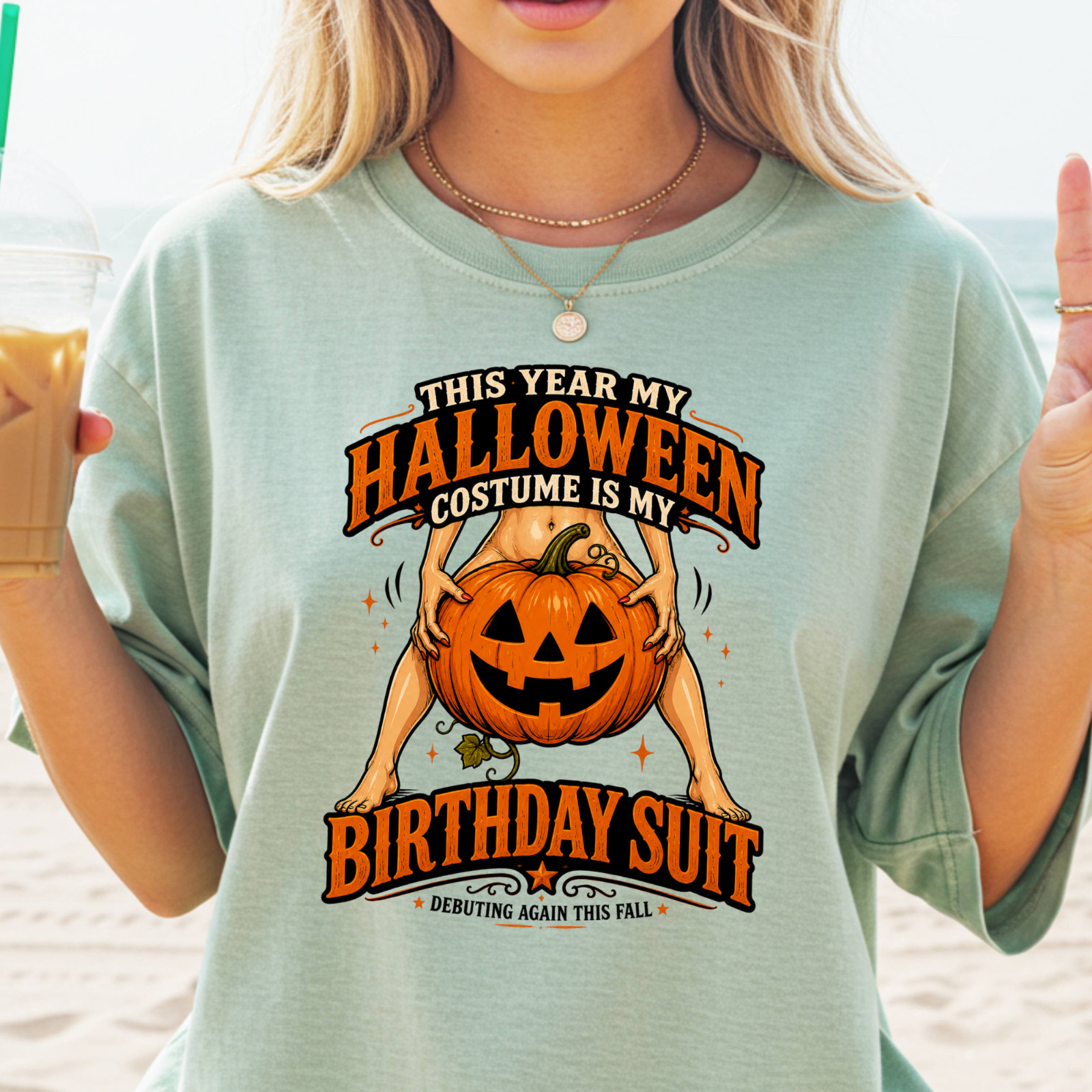 Halloween Costume Is My Birthday Suit T-Shirt | Fall Shirt for Nudists gallery