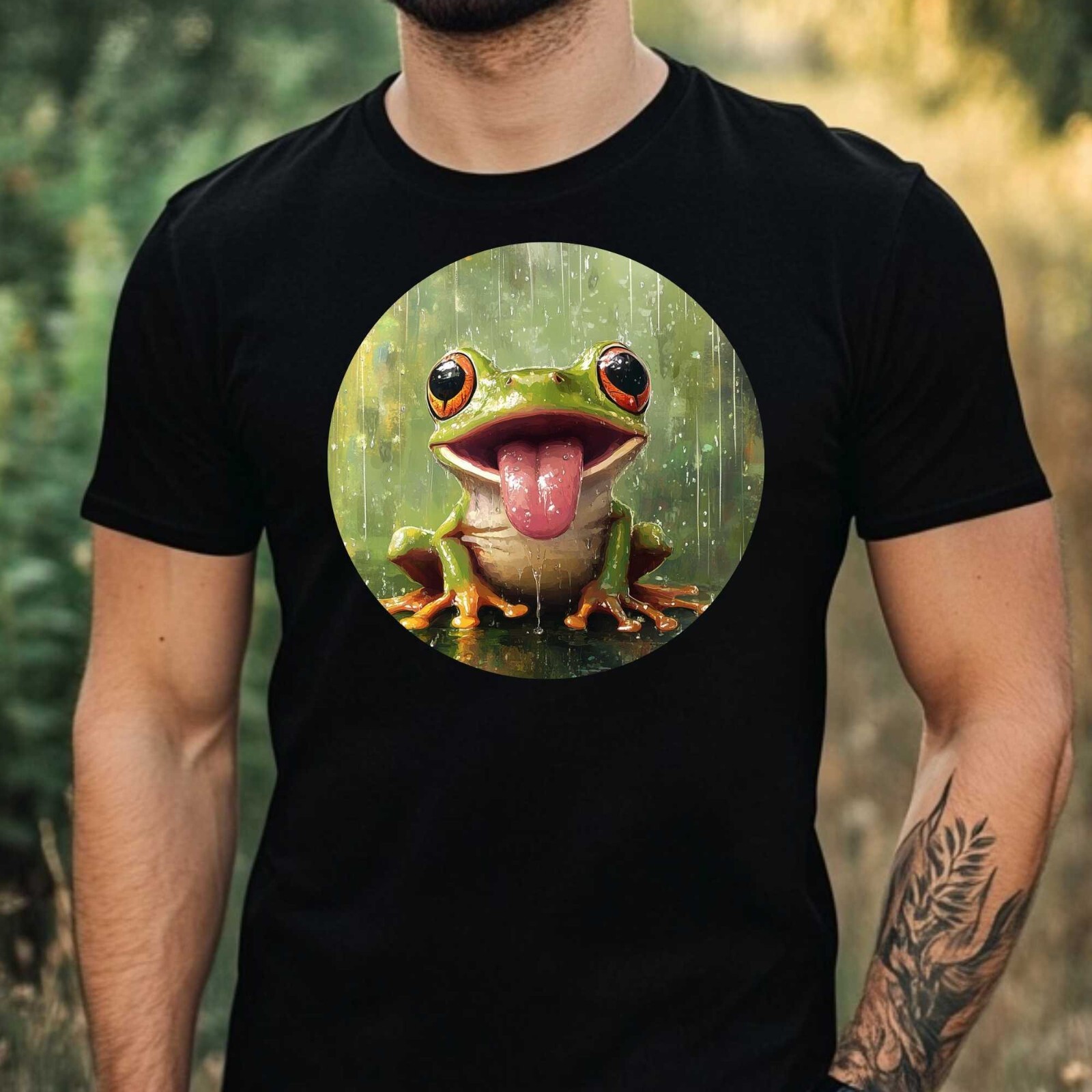 Mens Cute Cartoon Frog Motif Cotton T-Shirt Size XS to 5XL gallery