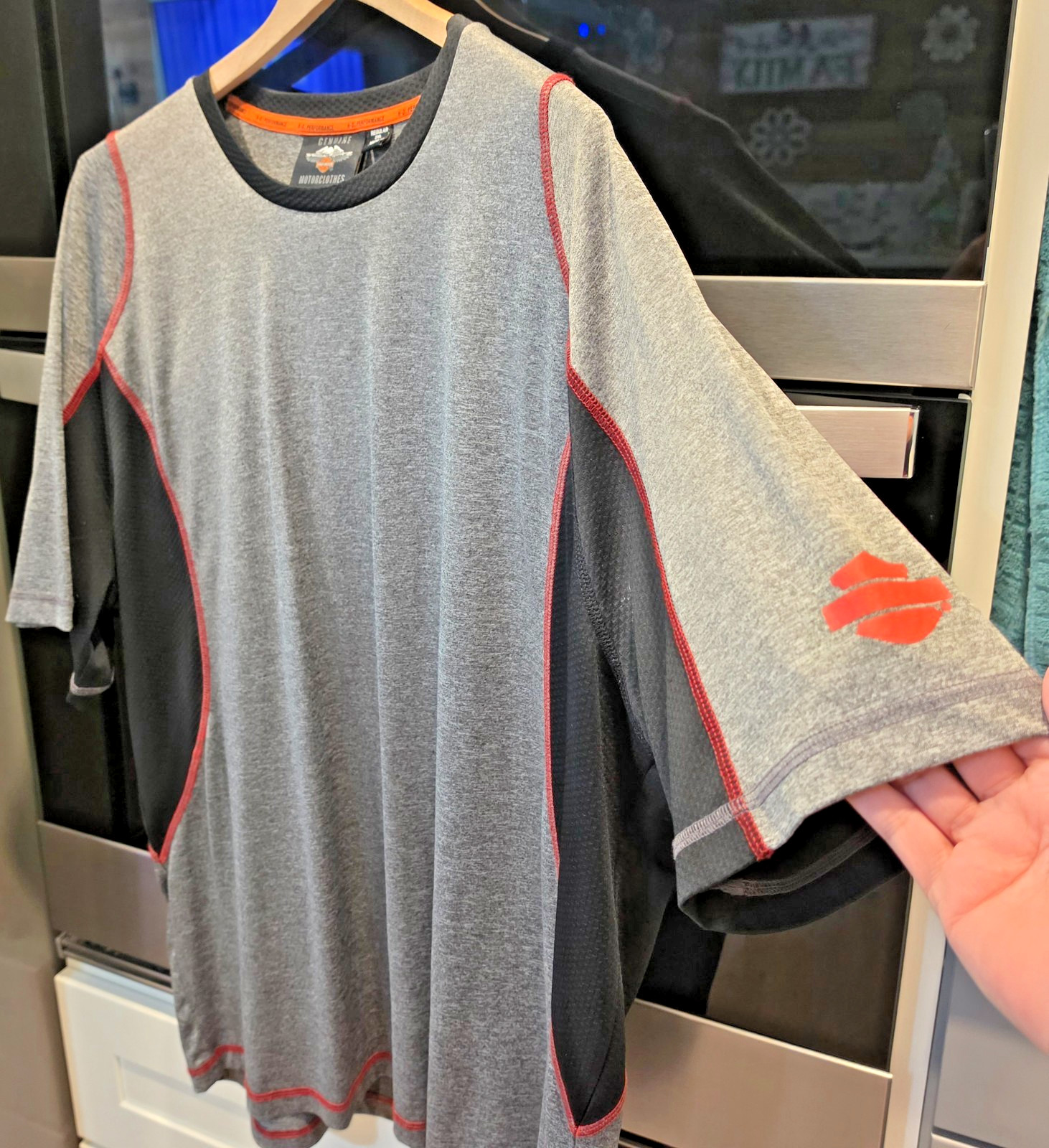 NEW - Harley Davidson -gray & blk short sleeve stretch pullover shirt - size 2XL gallery