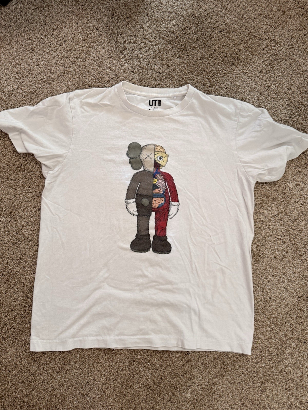 Uniqlo UT x KAWS Flayed White T-Shirt Medium Limited Edition Used