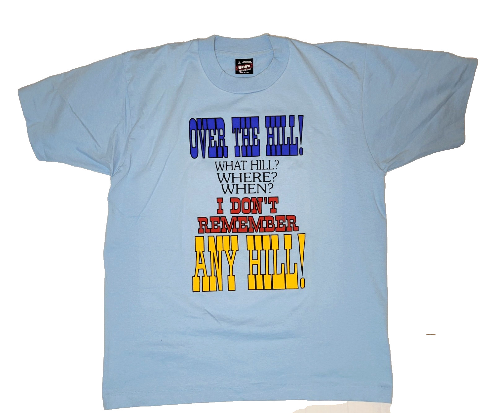 VTG Over The Hill T shirt Men's Large Grandpa Graphic Tee Blue Single Stitch 90s gallery