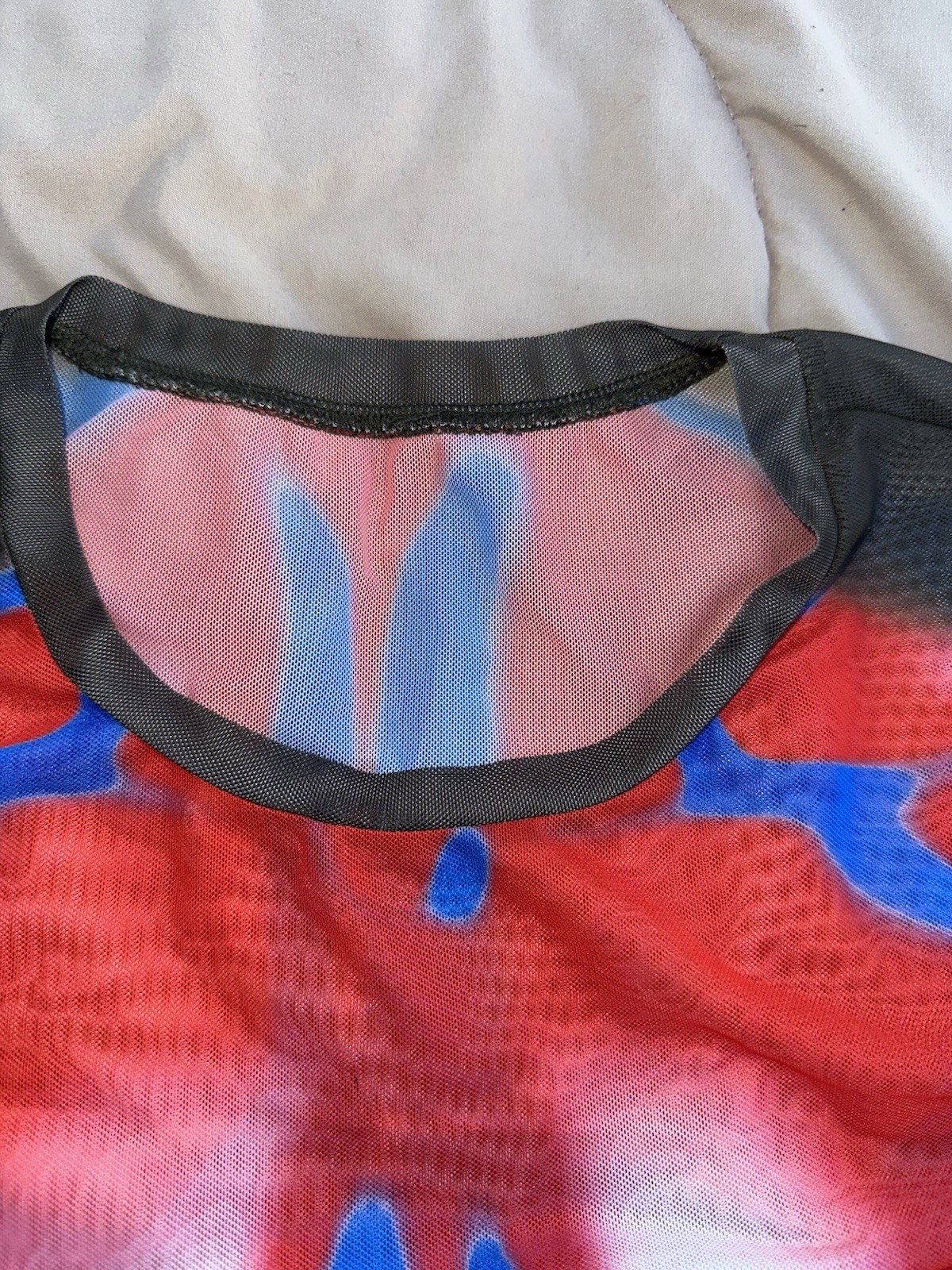 Fever City Red, Blue Black Vibrant Body Heat Map Print Long Sleeve Mesh Tee M gallery
