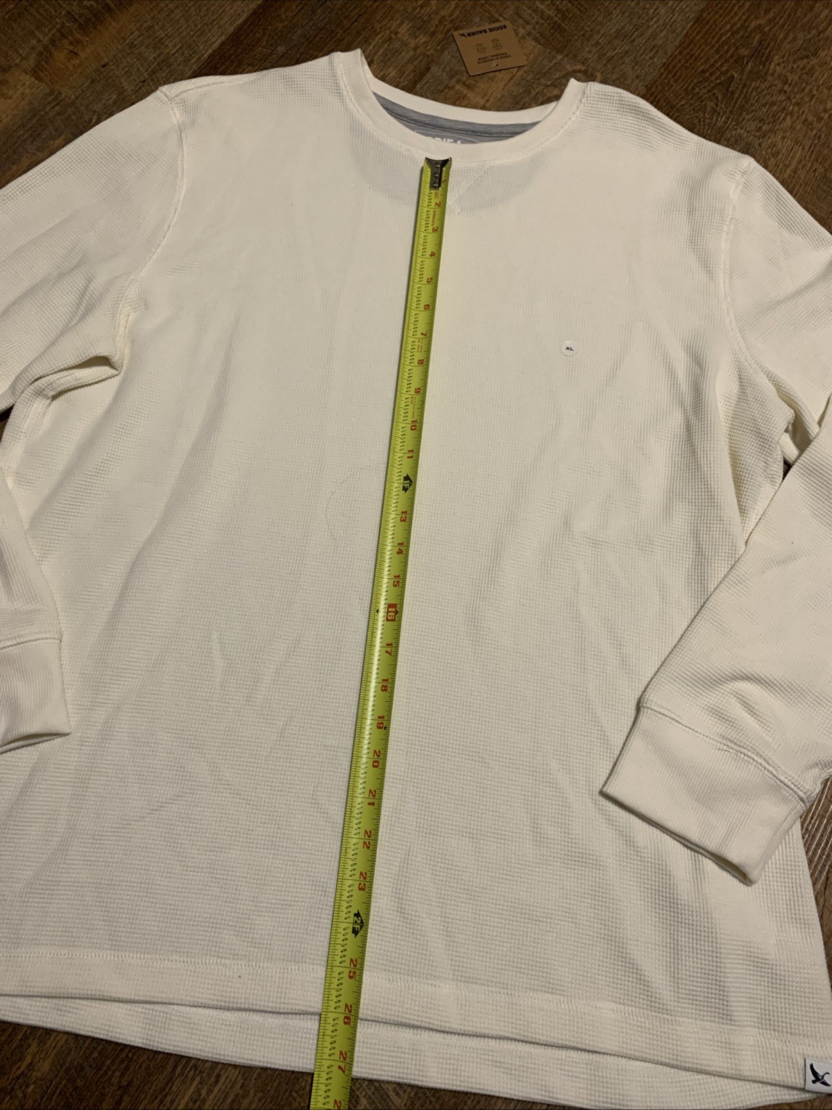 NEW Eddie Bauer Mens XL Waffle Knit Ivory Thermal Long Sleeve Crewneck Shirt gallery