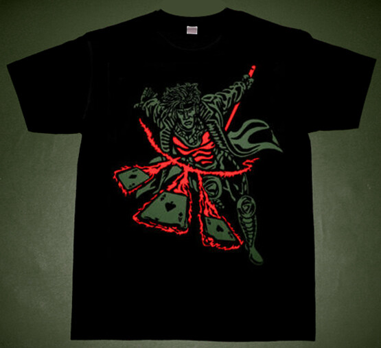 New Black Olive Green Infrared Gambit shirt screen printed cajmear retro tee