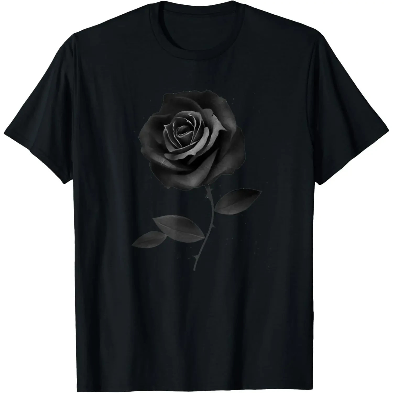Beautiful Black Rose Flower T-Shirt Gothic Floral Graphic Tee Unisex