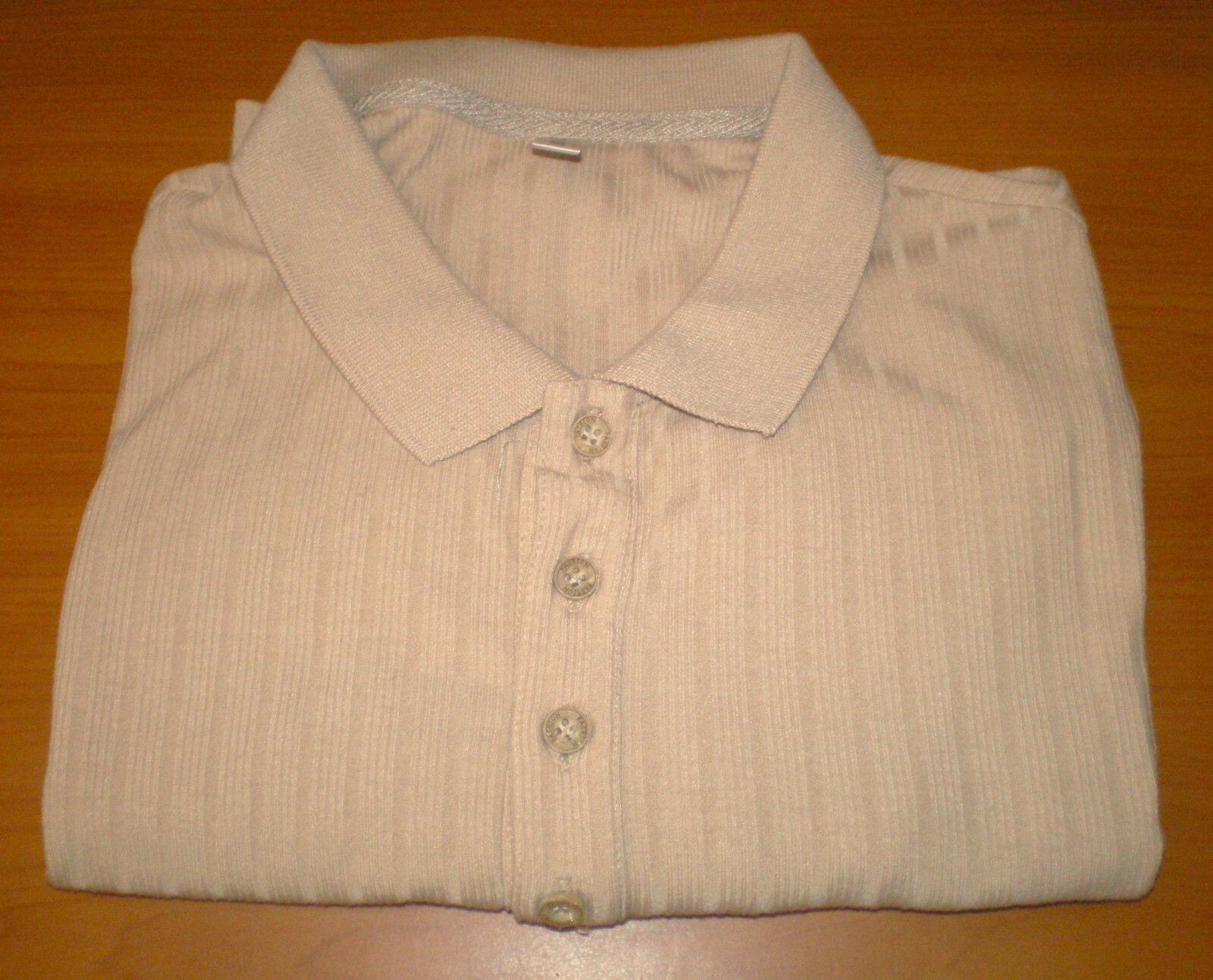 NITAGUT Mens TAN * BEIGE Casual Short Sleeve Collared Ribbed Knit POLO Shirt S gallery
