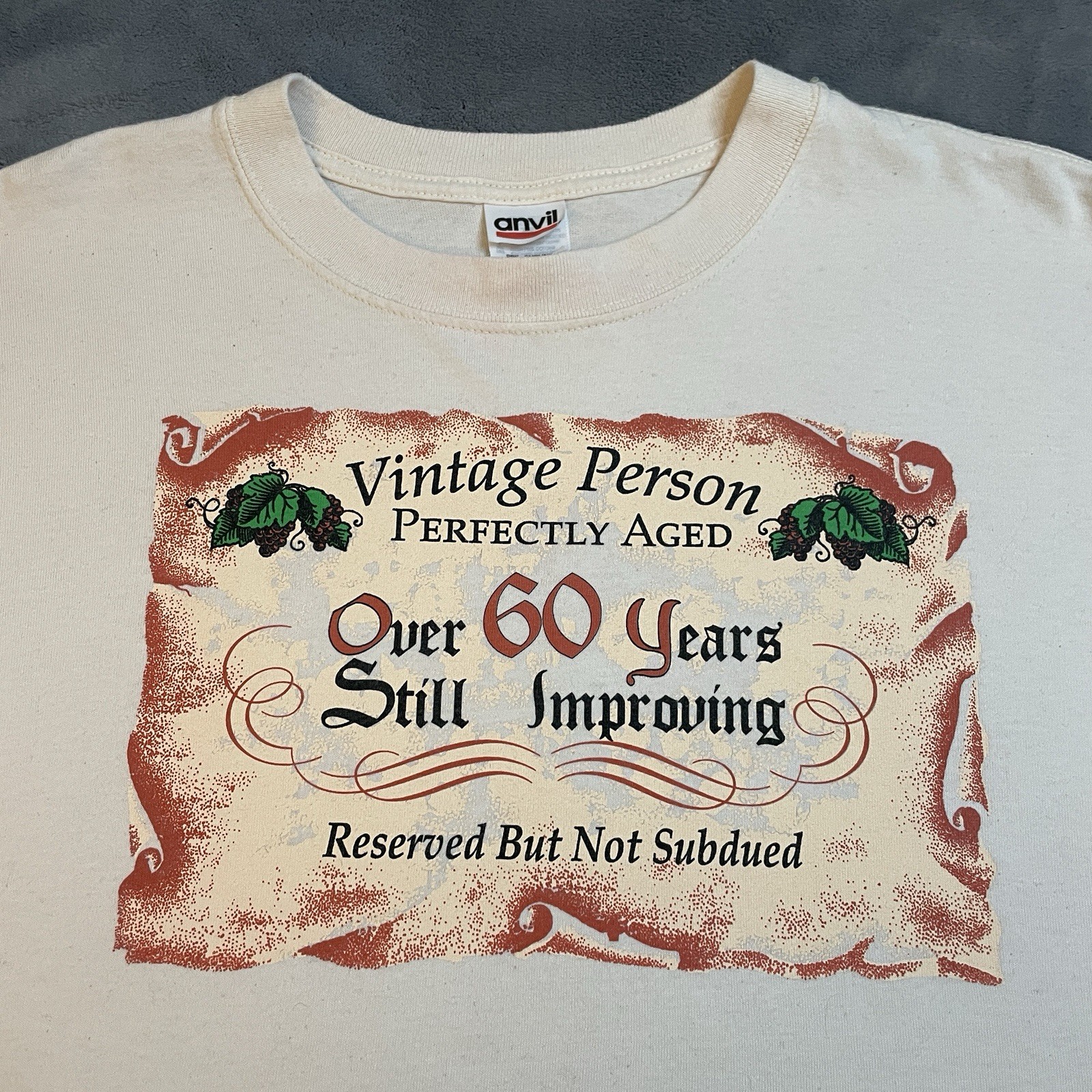 VTG 90s T-Shirt Men’s Large Perfectly Aged Over 60 Years Still Improving Mom Dad