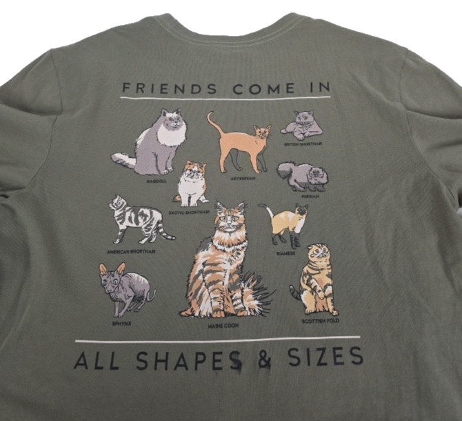 Life is Good Olive S/S Mens Crusher Tee Sz Medium Fun Novelty Friends Cats gallery