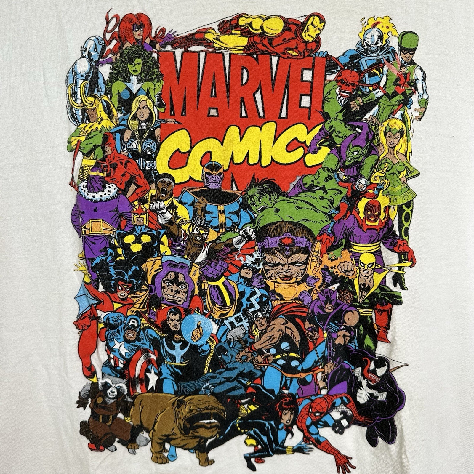 Marvel Comics Mens Size 2X Graphic T Shirt White Superhero Villains Tee *READ gallery