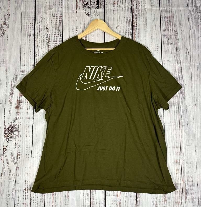 Nike T-Shirt Mens Size 3XLarge Green Short Sleeve Just Do It Logo Tee Graphic