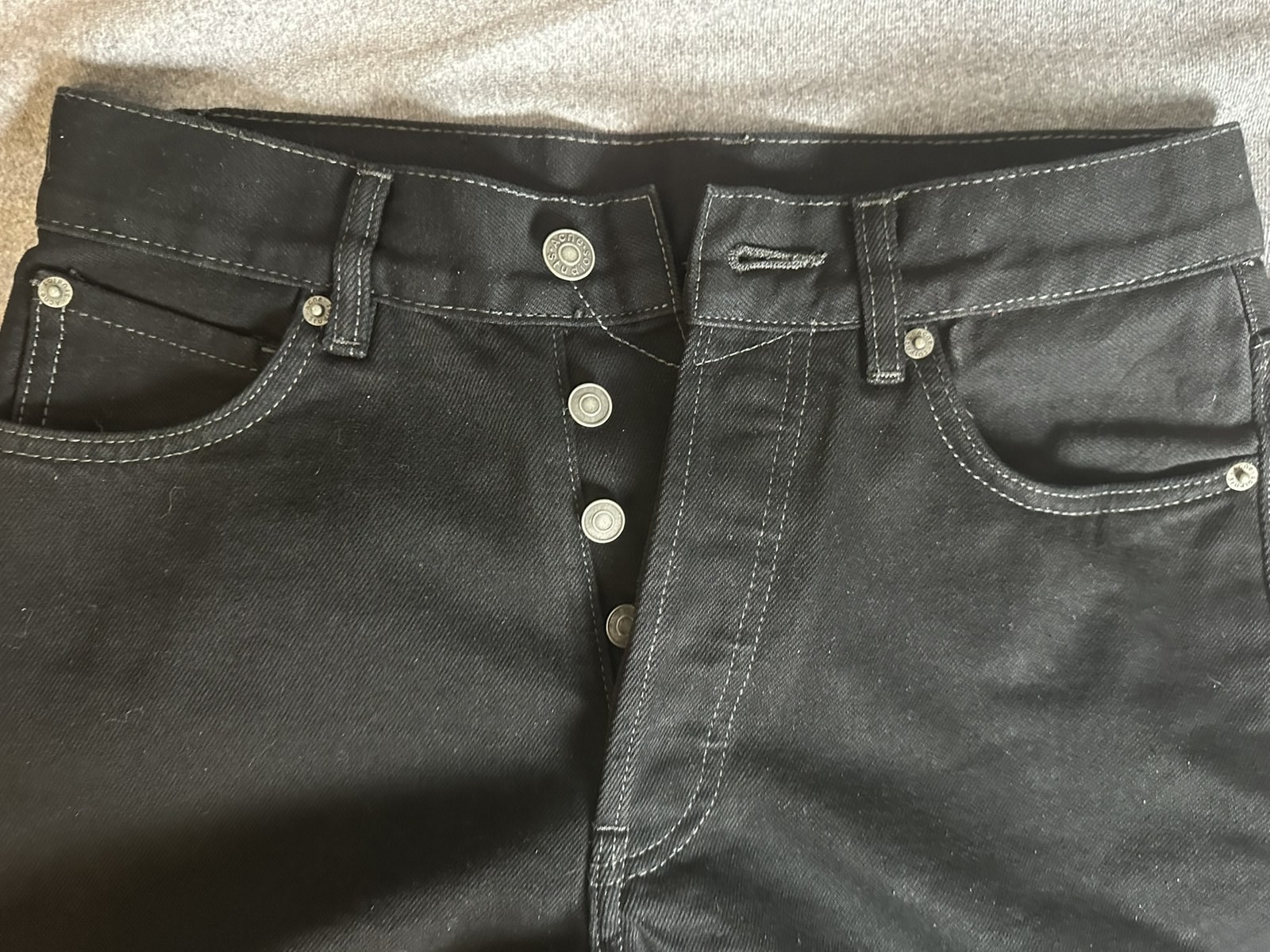 Acne Studios Black Denim Wide Leg Jeans Button Fly High Rise Excellent gallery