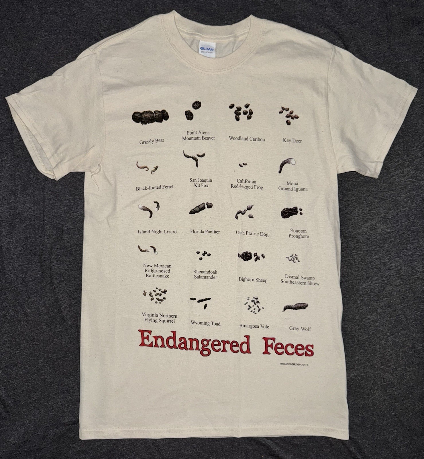 Vintage 1999 Endangered Feces Shirt Small Earth Sun Moon Art Tom Griffin TT1