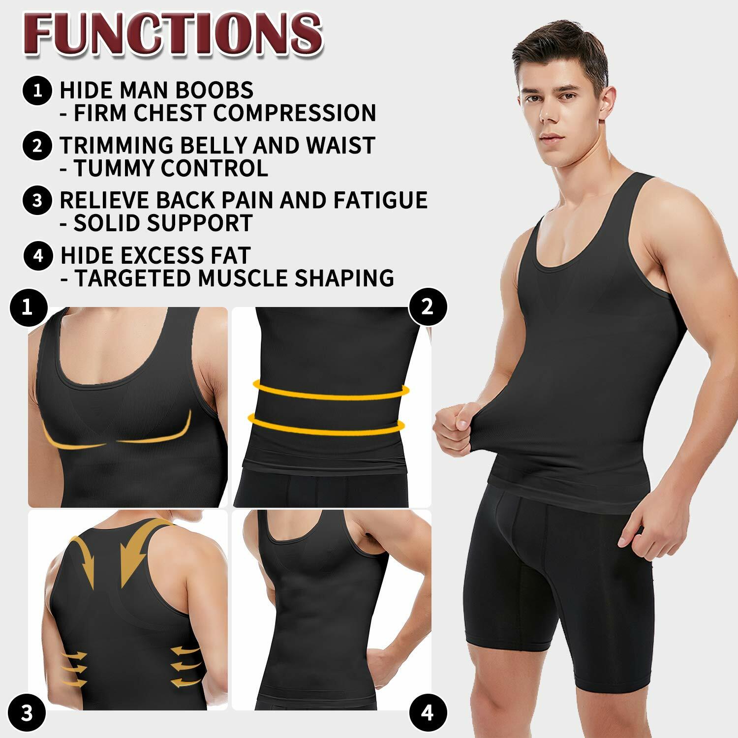 Mens Compression Shirt Slimming Body Shaper Vest Waist Trainer Vests Undershirts gallery