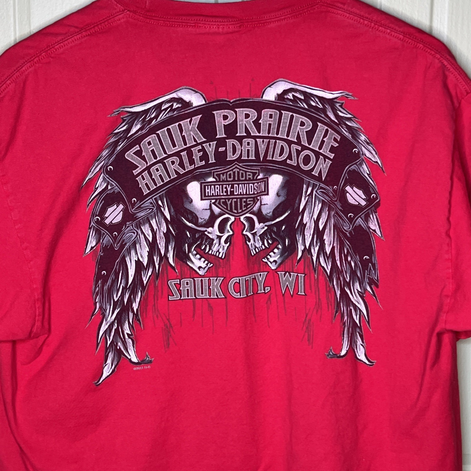 Harley Davidson HD 2016 T Shirt Joker Skull Red Measurements In Description gallery