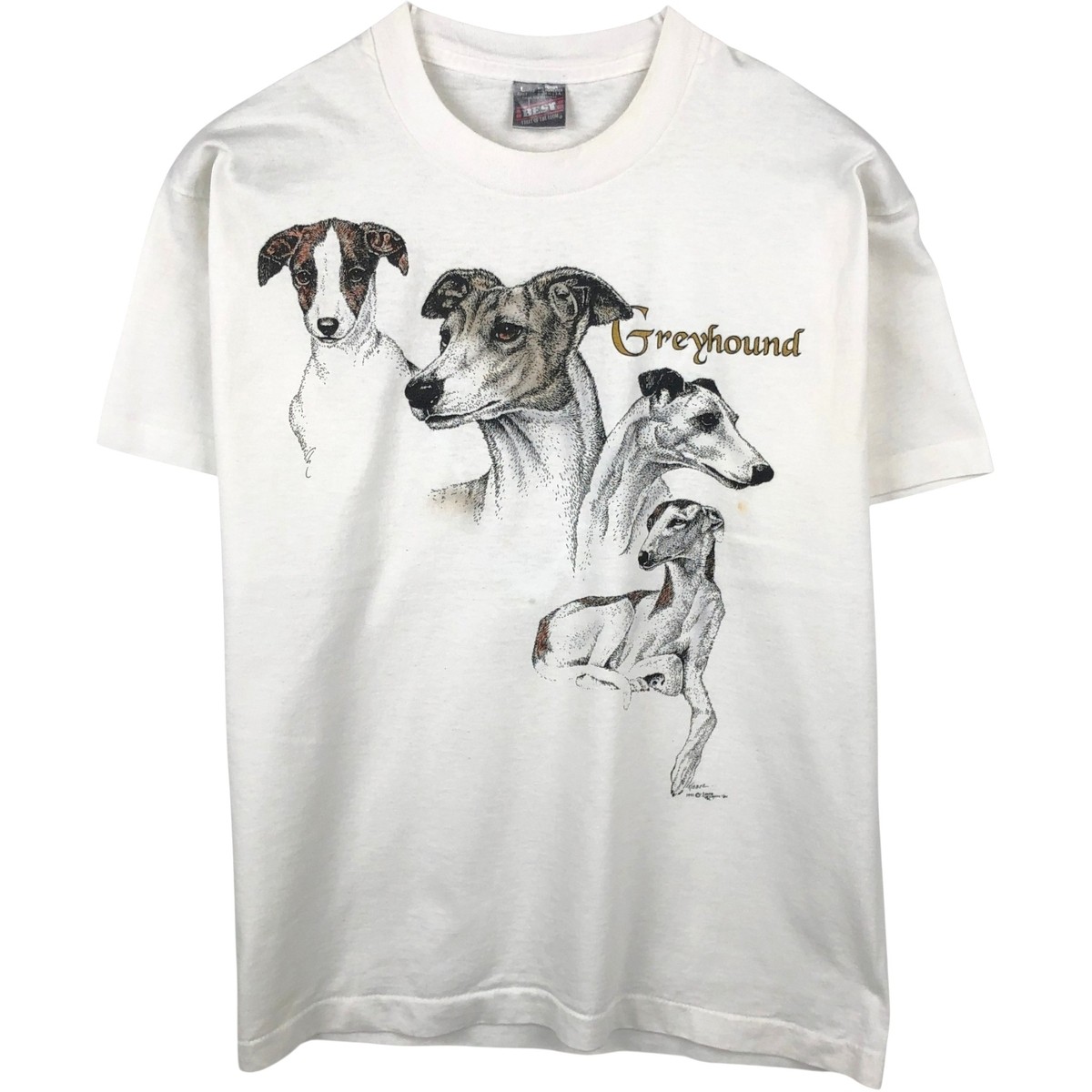 Used 90'S Fruit of the Loom GREYHOUND dog print animal t-shirt made in USA m... gallery