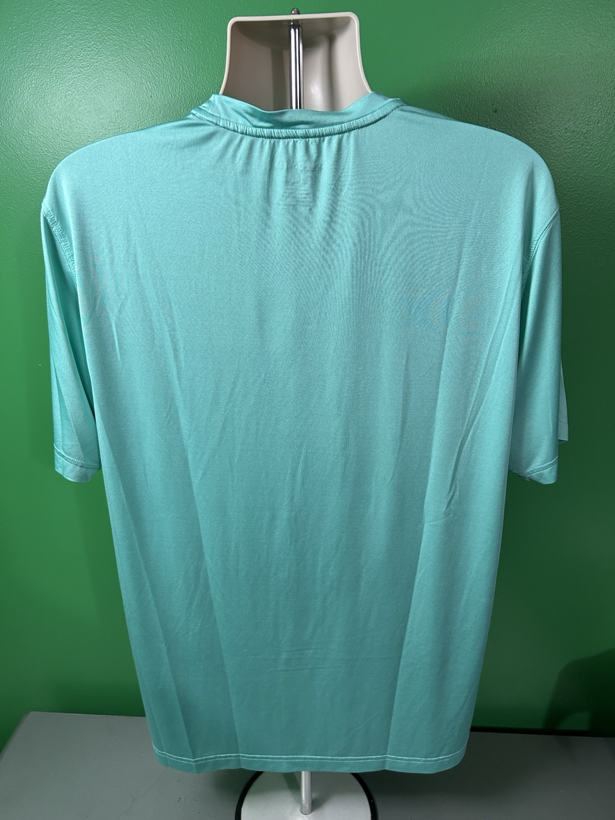REEBOK Spellout T-Shirt Large Turquoise Polyester/Spandex Lightweight NICE!! gallery